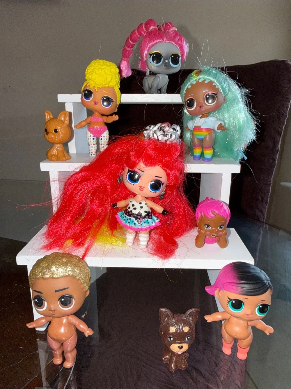 L.O.L. Surprise! Dolls Set with Red, Pink, Yellow, Mint & Gold Hair Accents